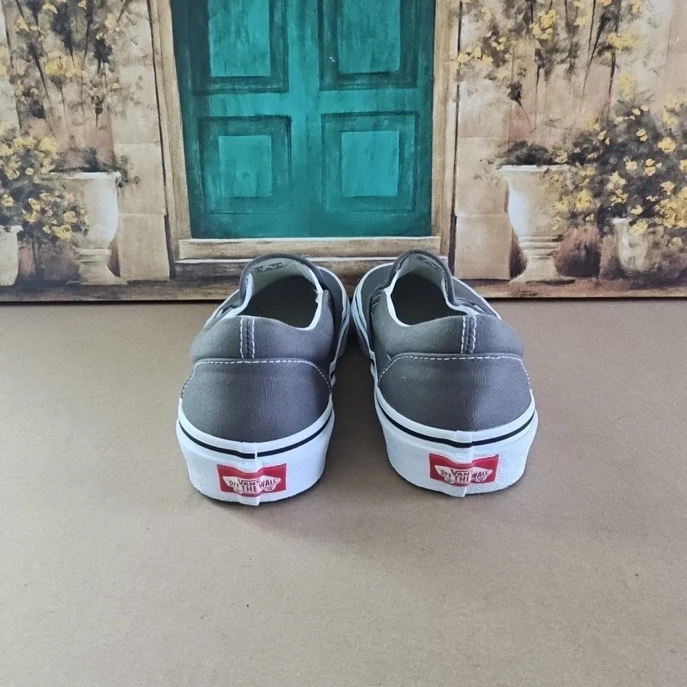 Vans Men's Solid Gray‎ Canvas Suede Slip On Shoes Loafers Size 8